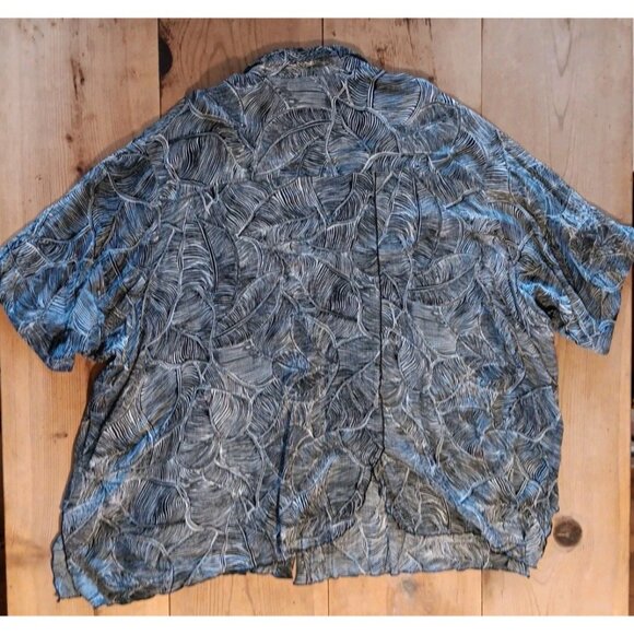Vtg MiB Womens Plus K 5X Blouse Top Button Front Floral Rayon Black Open Back - Picture 5 of 7